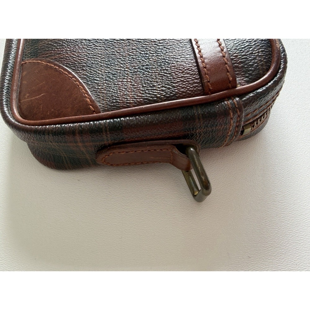 Vintage Polo Ralph Lauren Tartan Plaid Crossbody Bag Leather Trim No Strap - Picture 9 of 16